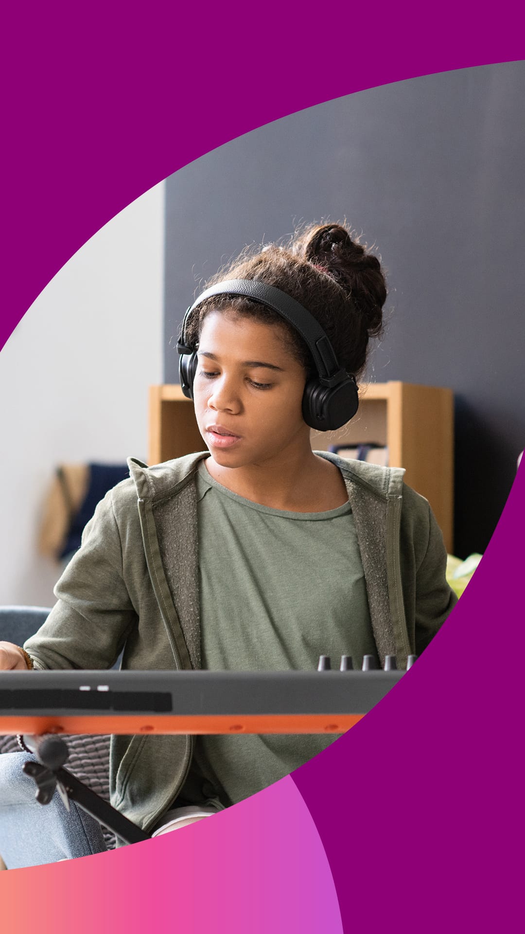 Young man playing a keyboard